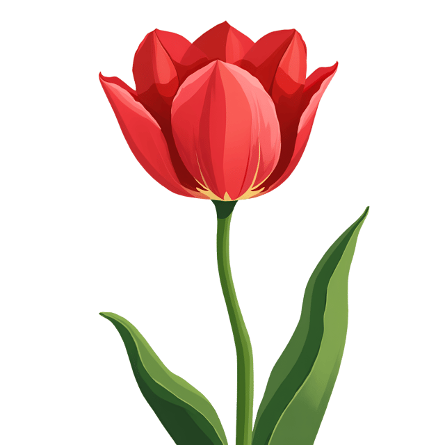 Free transparent PNG: Vibrant Red Tulip Illustration with Green Stems on Transparent Background
