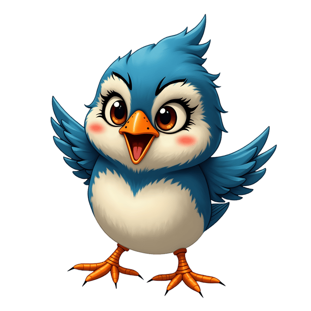 Free transparent PNG: Furry Blue Jay Chick PNG with Bright Feathers and Wide-open Eyes on Transparent Background