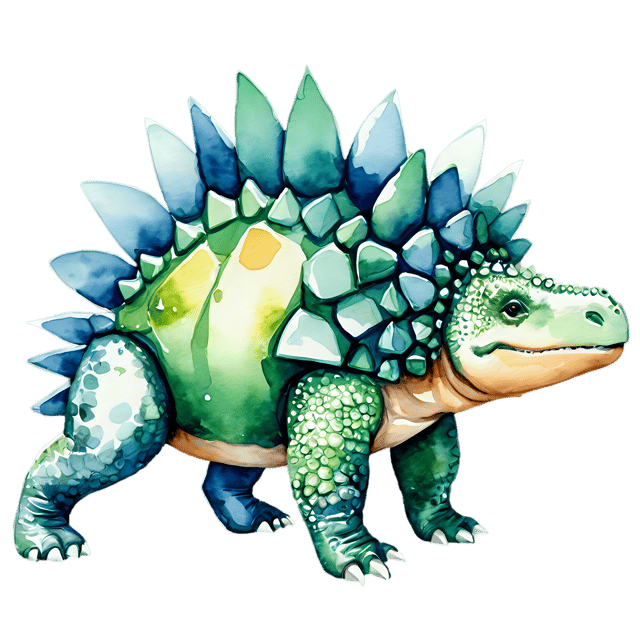 Free transparent PNG: Transparent Watercolor Stegosaurus PNG – Gentle Dinosaur Illustration