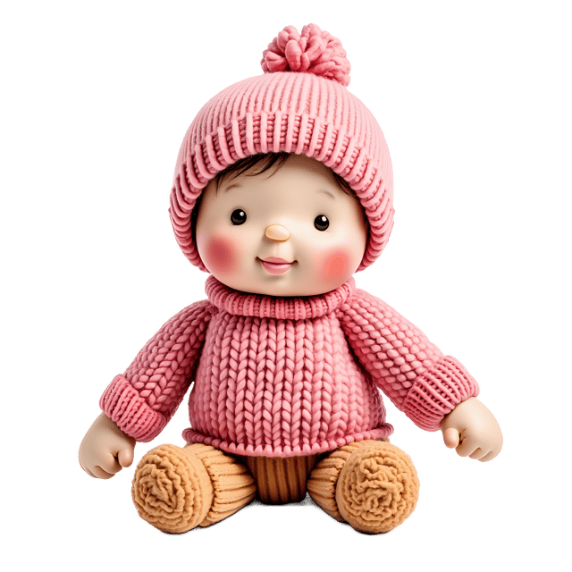 Free transparent PNG: Soft Knitted Doll PNG with Transparent Background for Playful Imagery