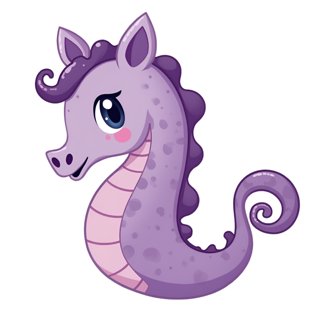 Free transparent PNG: Charming Dwarf Seahorse Illustration with Pale Purple Hues and Horse-like Features