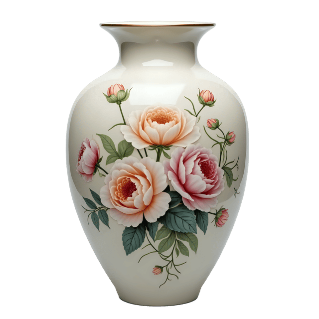 Free transparent PNG: Hand-Painted Ceramic Vase with Soft Pastel Florals