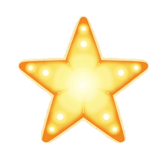 Free transparent PNG: Radiant Star-Shaped Ornament with Soft White LED Light - Whimsical Cute Cartoon Watercolor Illustration