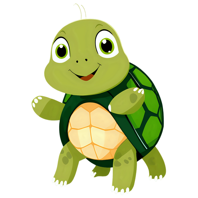 Free transparent PNG: Cute Cartoon Turtle Illustration for Kids, Crafts, and Digital Projects