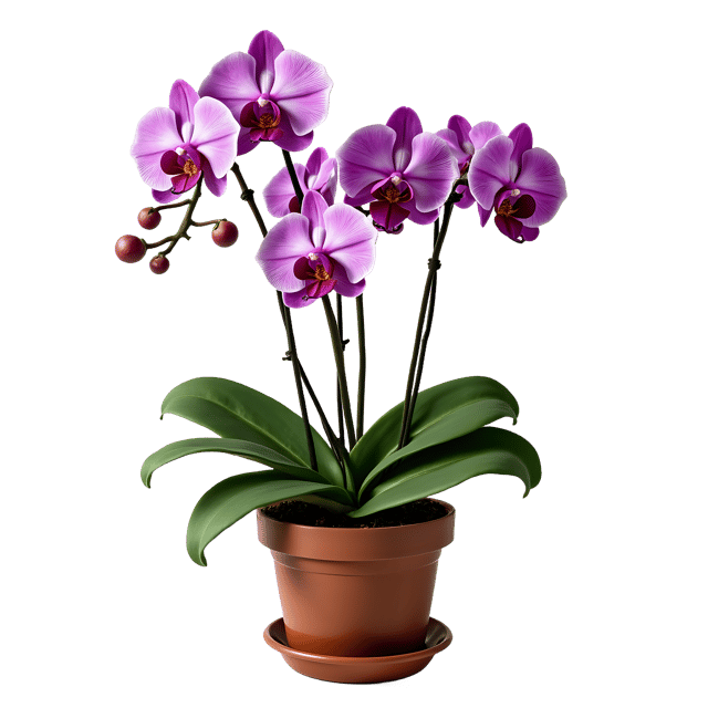 Free transparent PNG: Purple Orchids on Plant Stand PNG with Transparent Background