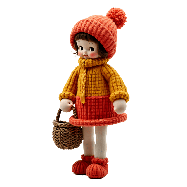 Free transparent PNG: Knitted Doll with Basket PNG Image