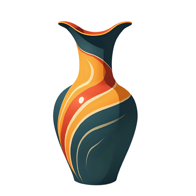Free transparent PNG: Art Nouveau Vase with Curved Lines and Transparent Background