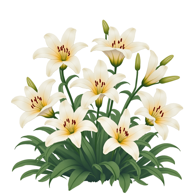 Free transparent PNG: Vibrant White Lily Cluster Watercolor Illustration for Nursery and Craft Projects