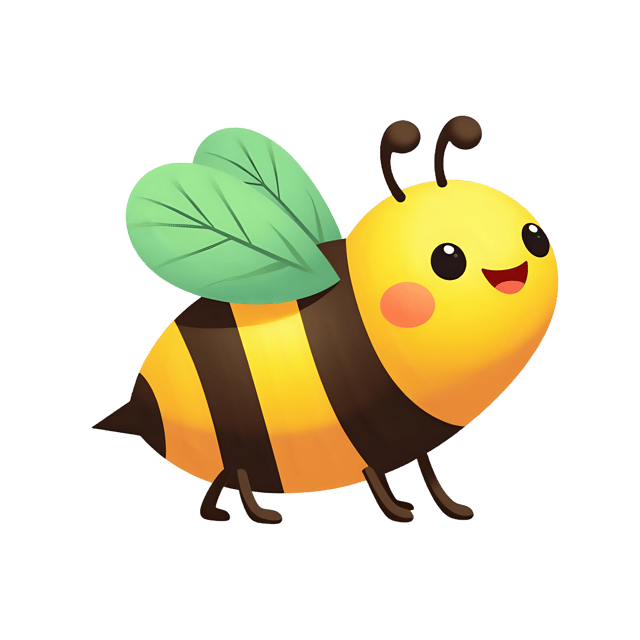 Free transparent PNG: Cute Tiny Bee with Yellow Stripes and Bright Green Wings PNG