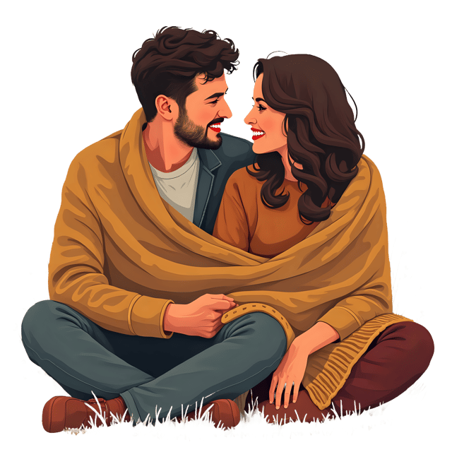 Free transparent PNG: Couple Wrapped in a Blanket PNG Clipart  Ideal for Romantic Design  Decor