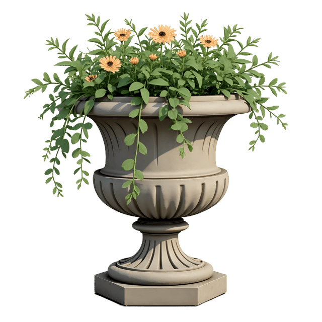 Free transparent PNG: Concrete Garden Urn PNG Clipart  Perfect for Garden Decor and Planters