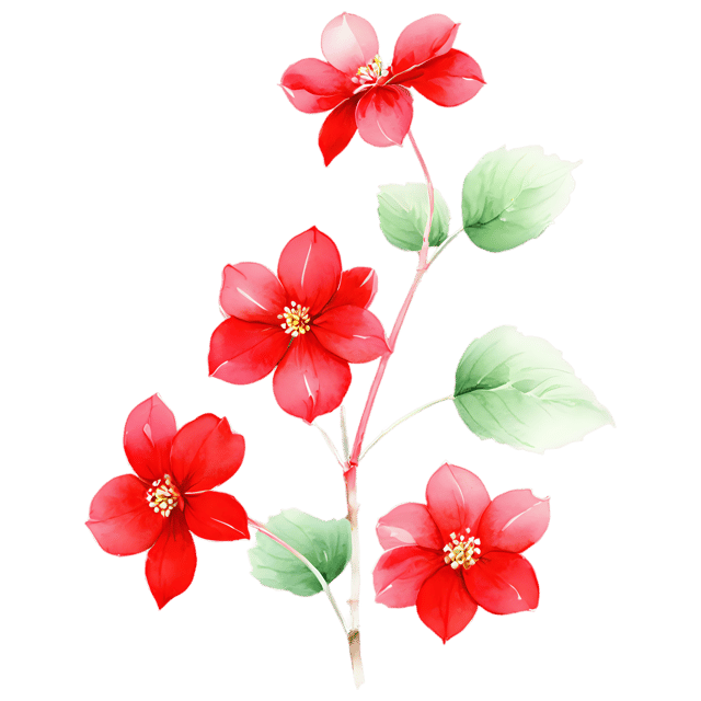 Free transparent PNG: Watercolor Begonia Flower PNG – Transparent Background Botanical Clipart
