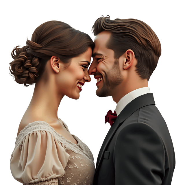 Free transparent PNG: Joyful Couple Portrait PNG Clipart  Ideal for Wedding Invitations  Romantic Designs