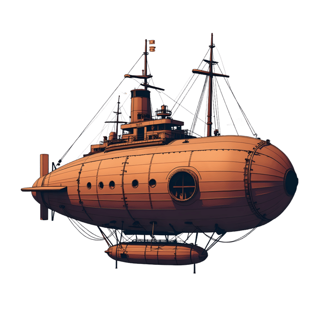 Free transparent PNG: Steampunk Airship Transparent PNG for Retro and Nostalgic Art Projects