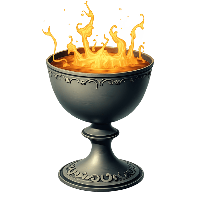 Free transparent PNG: Engraved Silver Chalice with Glowing Liquid PNG