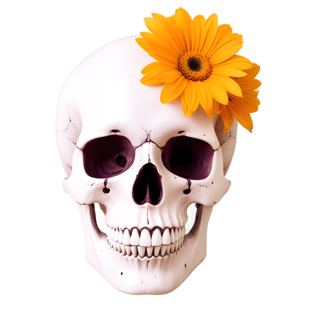 Free transparent PNG: Colorful Flowers on Skull Transparent Background PNG Design