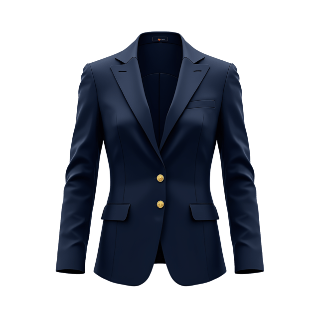 Free transparent PNG: Navy Blue Tailored Blazer with Gold Buttons Isolated on White Background