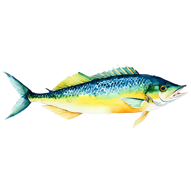 Free transparent PNG: Transparent Mahi-Mahi Fish Watercolor Illustration – Perfect for Designers & Artists