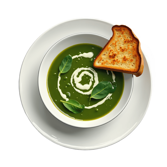 Free transparent PNG: Cream of Spinach Soup with Garlic Toast  Free PNG Download for Recipes