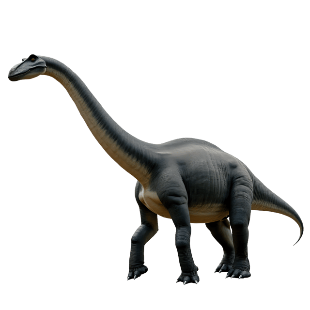 Free transparent PNG: Brachiosaurus PNG with Long Neck, Bumpy Hide, and Deep Gray Coloration on Transparent Background