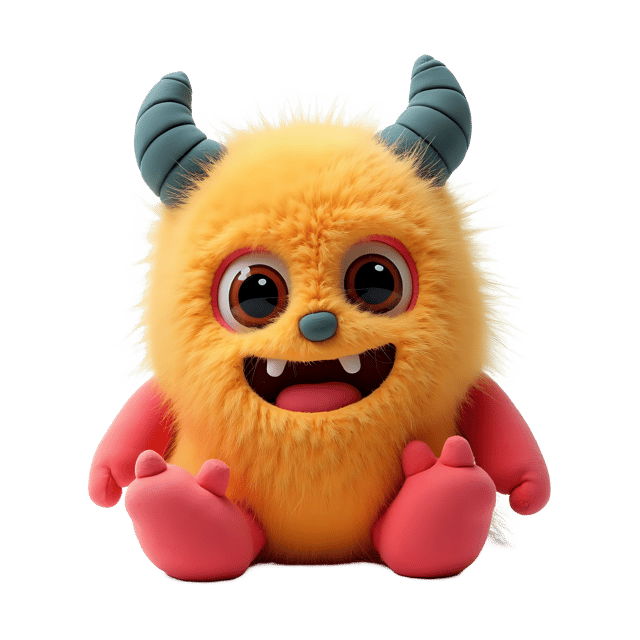 Free transparent PNG: Fuzzy Monster Plushie with Sweet Face PNG