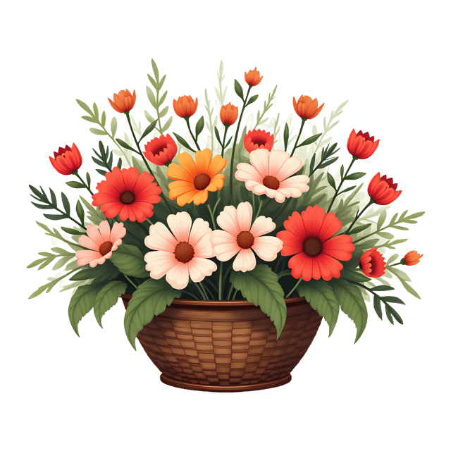 Free transparent PNG: Vintage Still Life with Basket of Flowers  Classic Art PNG, Free Download