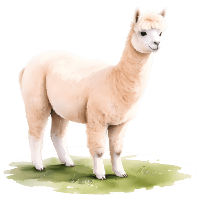Free transparent PNG: Watercolor Alpaca Grazing under a Sunny Sky PNG Illustration