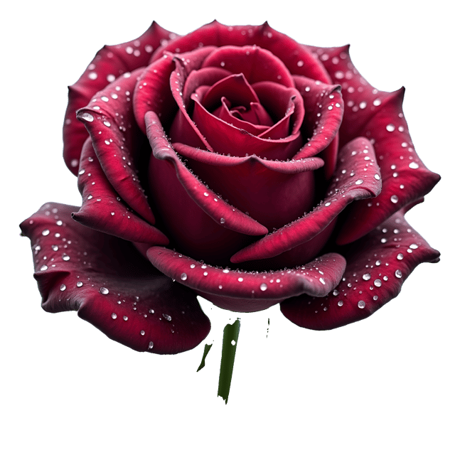 Free transparent PNG: Sultry Deep Burgundy Rose with Dewdrops PNG Clipart Illustration
