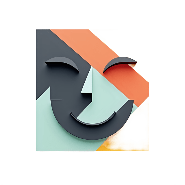 Free transparent PNG: Smiling Geometric Face with Overlapping Squares PNG