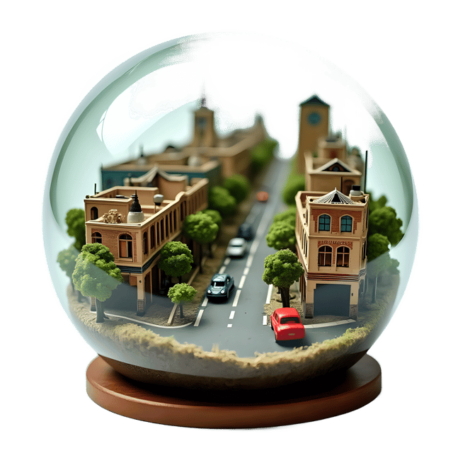 Free transparent PNG: Miniature Urban Streets Glass Orb Transparent Background PNG Design