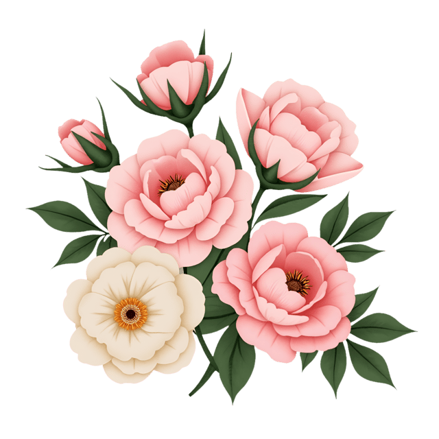 Free transparent PNG: Blush Pink Roses with Ivory Peonies  Floral Clipart, free png download