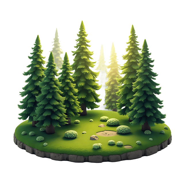 Free transparent PNG: Miniature Forest Dawn Scene PNG with Transparent Background for Nature Art and Design