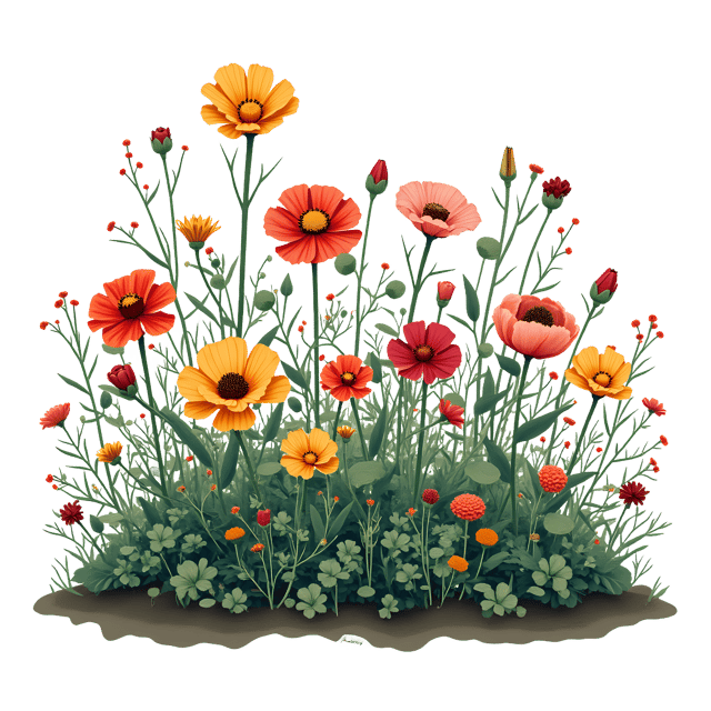 Free transparent PNG: Flower Garden Bed  Colorful Mixed Flowers Clipart, free download png