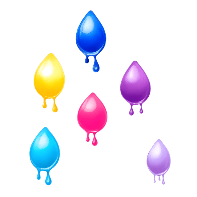Free transparent PNG: Vibrant Color Droplets on Transparent Canvas PNG Design