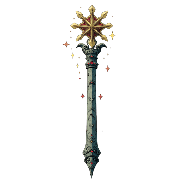 Free transparent PNG: Magical Staff with Runes and Star Sapphire - PNG Image for Fantasy Art and Crafting