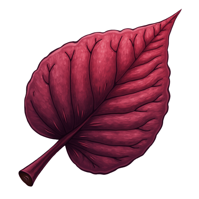 Free transparent PNG: Deep Burgundy Leaf Watercolor Illustration with Glossy Surface and Intricate Patterns