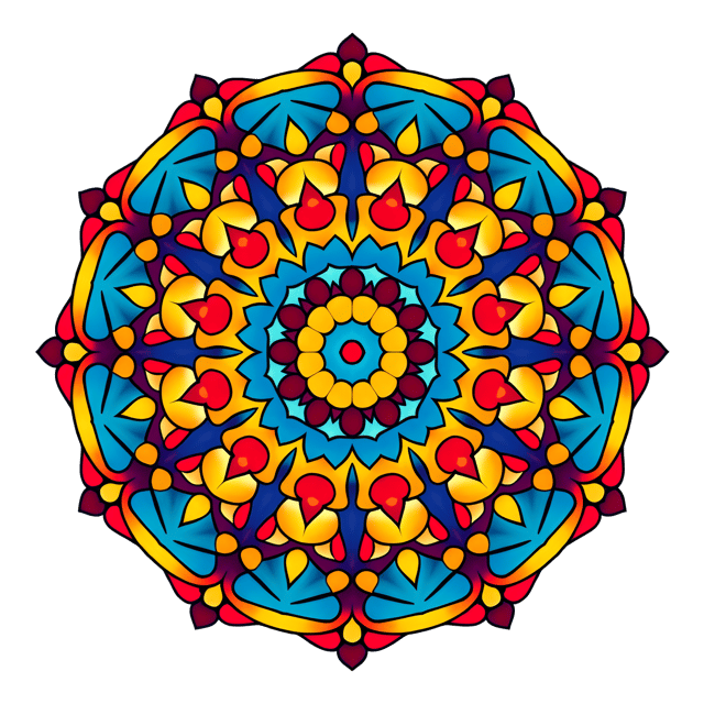 Free transparent PNG: Colorful Symmetrical Mandala with Sacred Geometry for Art and Decor