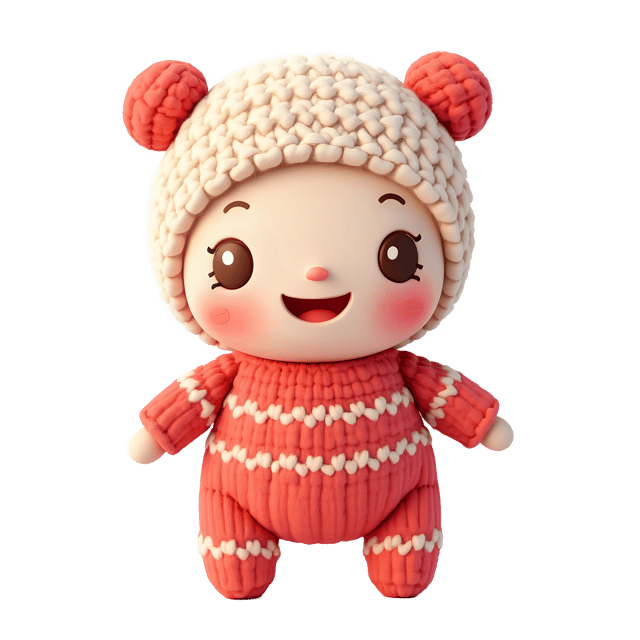 Free transparent PNG: Soft Knitted Doll PNG with Transparent Background for Nursery and Craft Projects