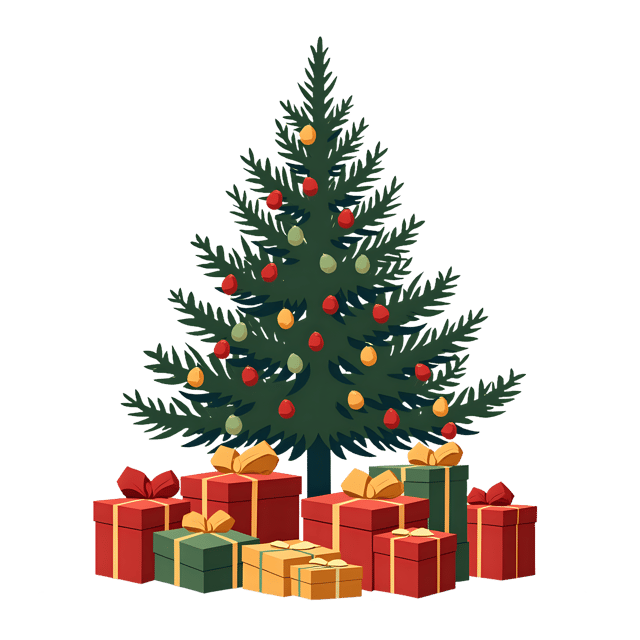 Free transparent PNG: Wrapped Presents Under a Tree - Transparent PNG Background