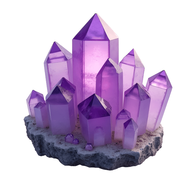Free transparent PNG: Glowing Amethyst Crystal Isolated on White Background - High-Resolution PNG