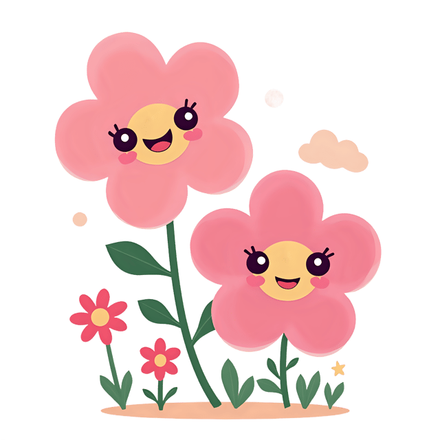 Free transparent PNG: Cute Pink Flowers with Happy Face  Fun Clipart, free download png