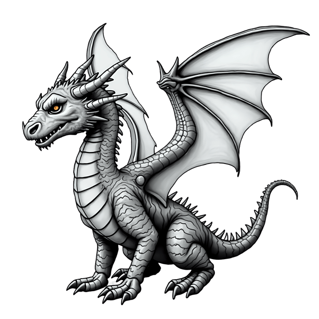 Free transparent PNG: Detailed Dragon Pen-and-Ink Drawing with Transparent Background