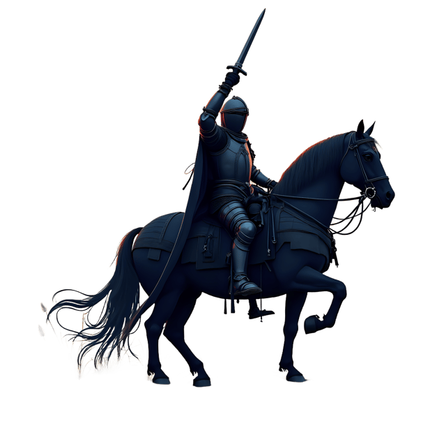 Free transparent PNG: Gothic Knight on Horseback PNG with Sword and Midnight Sun