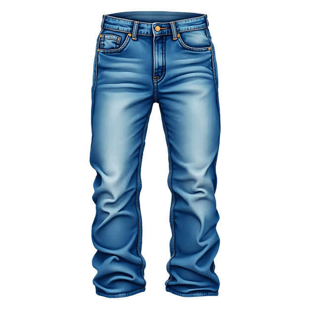 Free transparent PNG: Crisp Blue Jeans with Authentic Denim Finish and Subtle Whiskers on Transparent Background