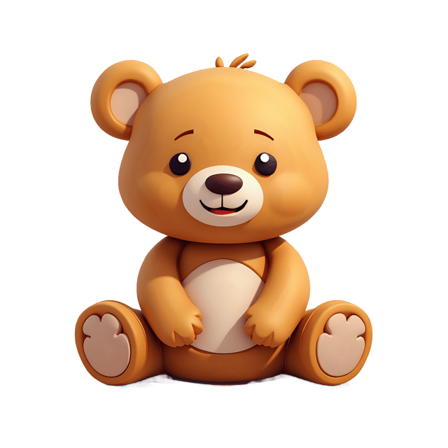 Free transparent PNG: Adorable Wooden Teddy Bear PNG with Soft Fur Texture and Sweet Face