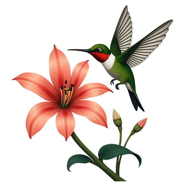 Free transparent PNG: Chinoiserie Lily and Hummingbird  Free Clipart PNG Download