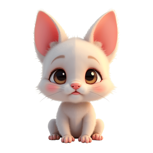 Free transparent PNG: Adorable Fluffy Pink Eared Humanoid Illustration for Nursery and Craft Projects