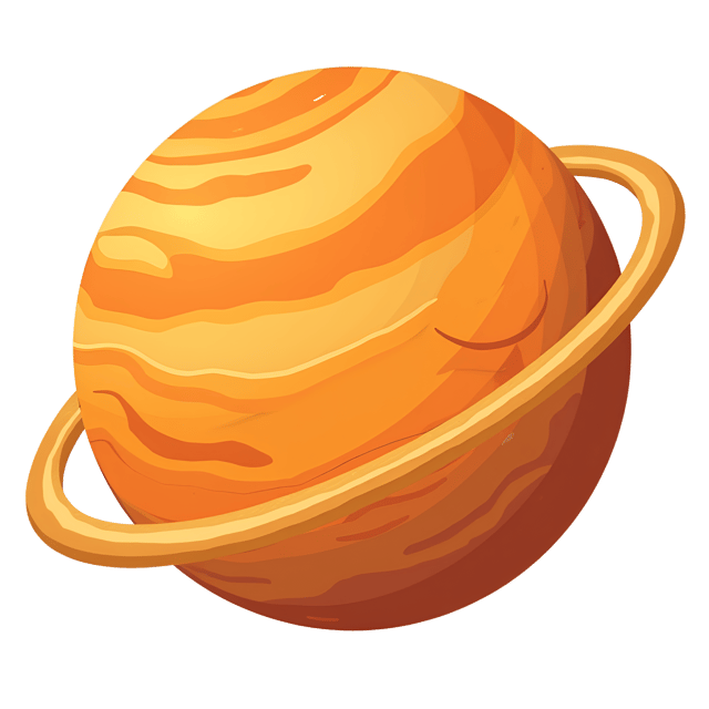 Free transparent PNG: Vivid Orange Planet with Swirling Clouds and Golden Rings - Beautiful Illustration Clipart