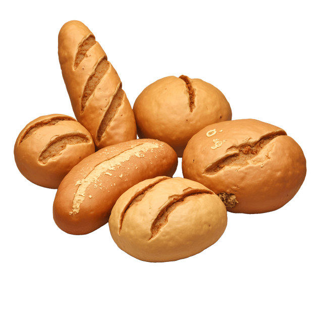 Free transparent PNG: Artisanal Breads Illustration with Varying Shapes and Textures on Transparent Background