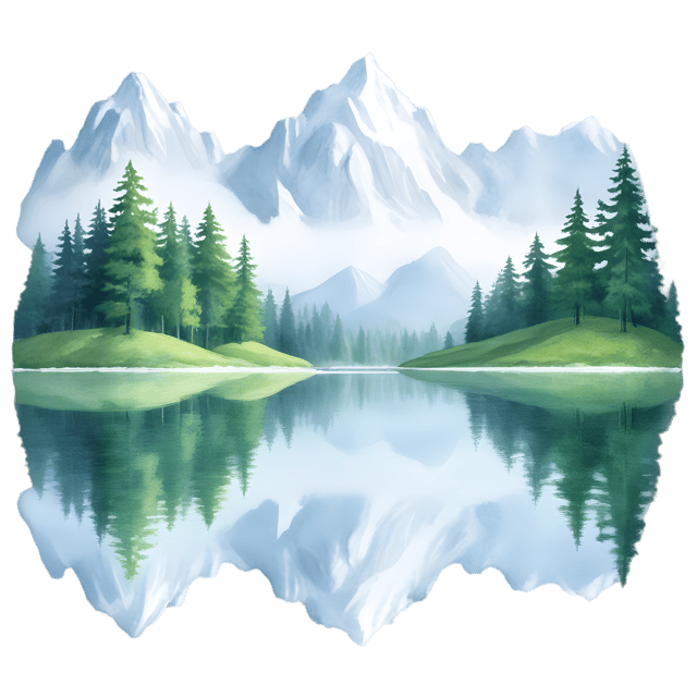 Free transparent PNG: Misty Mountains and Tranquil Lake Reflection PNG Image